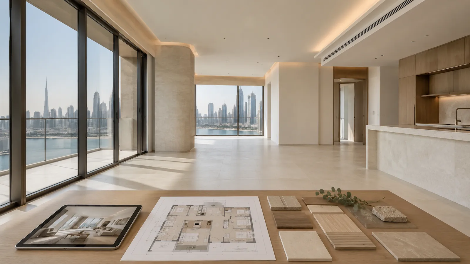 Empty off-plan Dubai apartment being prepared for interior design